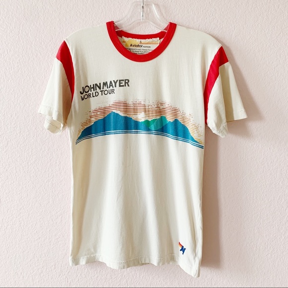 Aviator Nation Tops - Aviator Nation John Mayer World Tour Shirt Vintage White Red Size Small